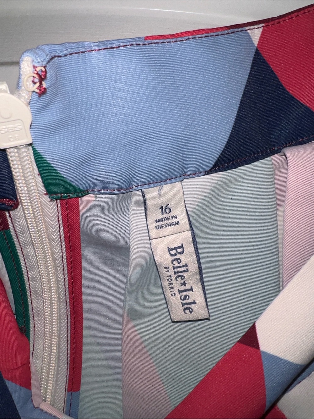 Multicolor Diamond-Pattern A-Line Skirt - Red, Navy & Green - Picture 2 of 2